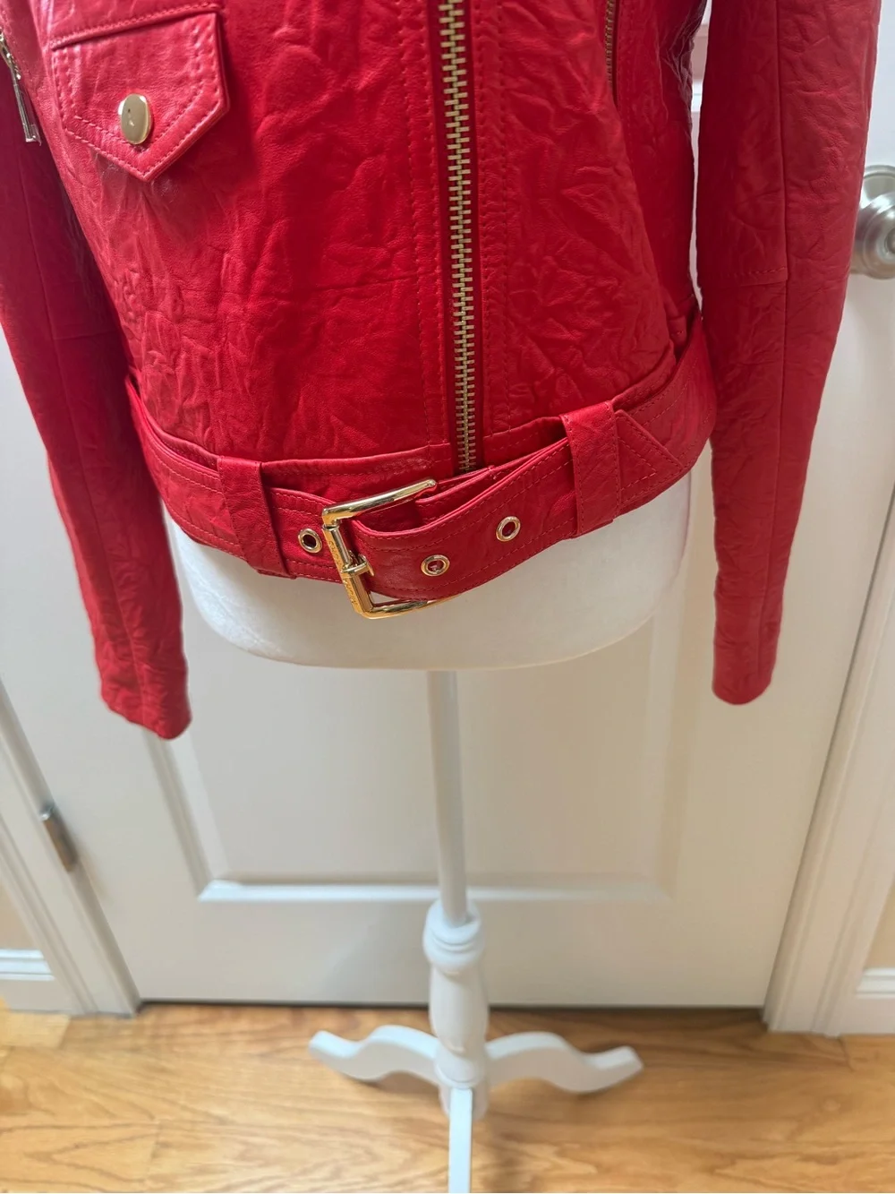 Crinkled Leather Moto Jacket from Micheal Kors